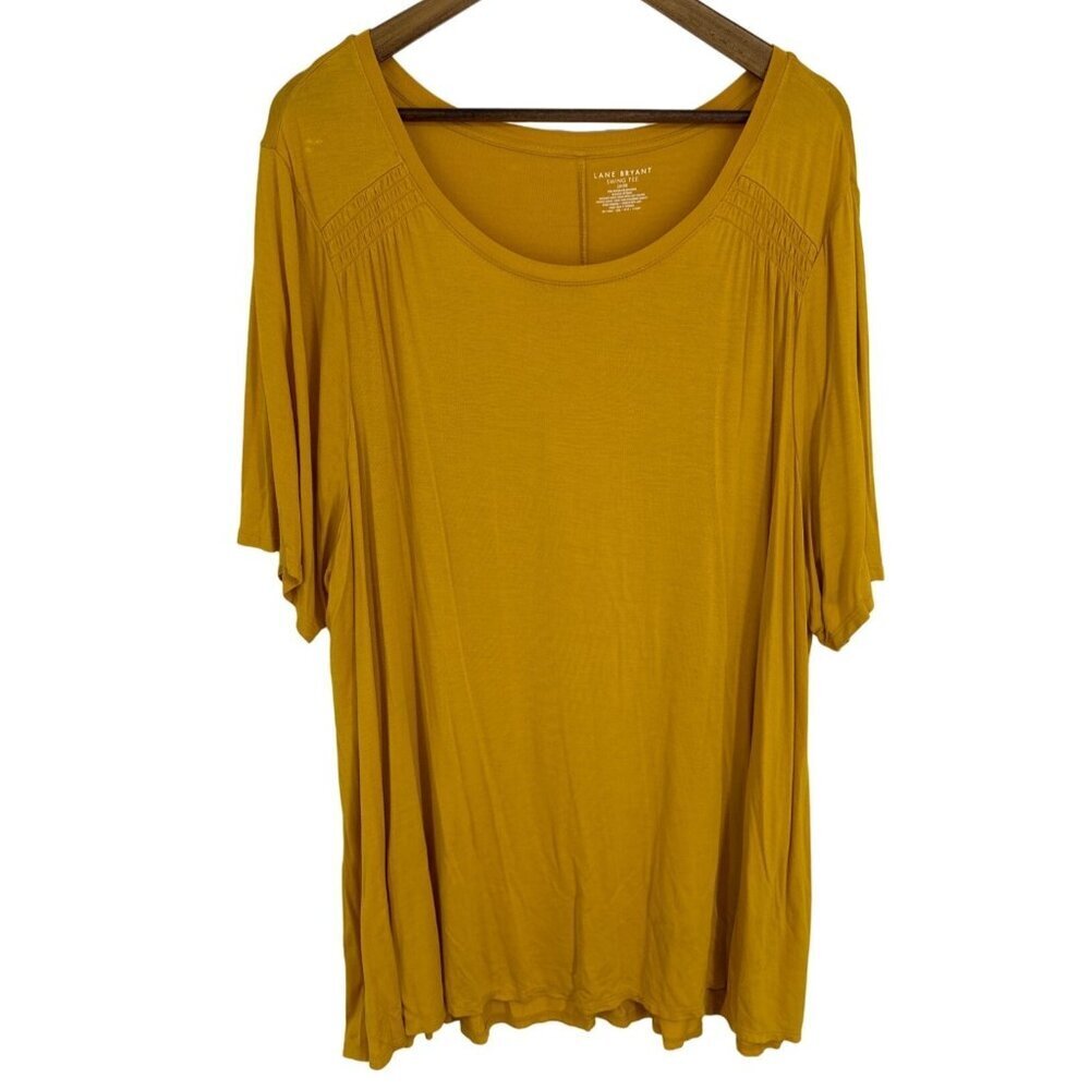 Lane Bryant Ruched-Shoulder Round Neck Swing Tee Size 26/28